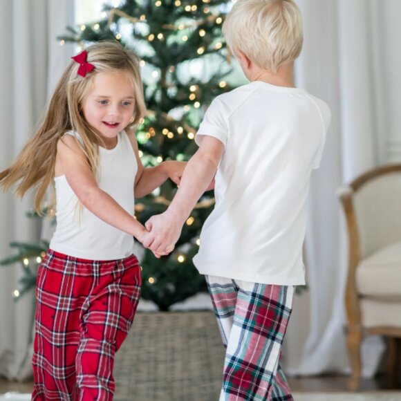 Boys Girls Well Dressed Wolf Christmas Holiday Plaid Pajama Pants Unisex size 16 - Picture 3 of 6